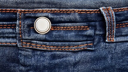 Closeup Denim Jeans Texture Button Detail Fabric