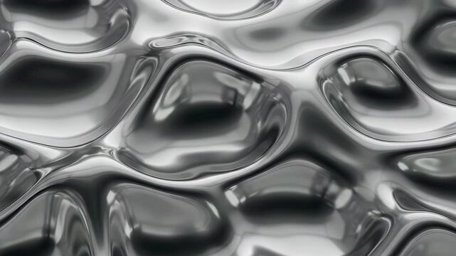 Fluid silver patterns create mesmerizing reflections in a tranquil space