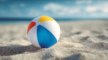 Obraz premium Beach ball on sandy shore