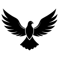 Obraz premium Flying dove bird animal silhouette vector illustration