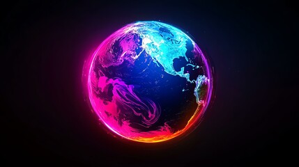 Fototapeta premium Blockchain-driven economic freedom Vibrant digital representation of Earth Tech-enabled peer-to-peer markets Digital tools for decentralized wealth