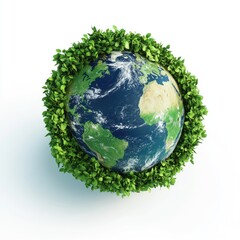 Earth surrounded by a ring of lush greenery.