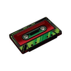 Retro audio cassette in vintage style. Design element. T-shirt design.