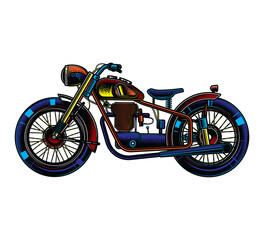 Fototapeta premium Original retro style illustration. American custom motorcycle.