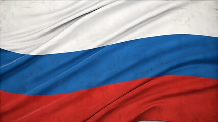 Russian Federation Flag Waving on Fabric