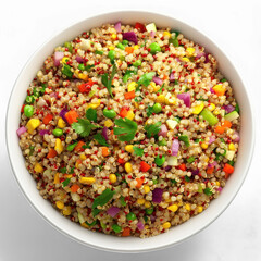 Healthy Quinoa Salad with Vegetables in White Bowl