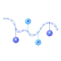 3D Gradient Roadmap with Milestone Flags. Abstract Journey to Success Illustration