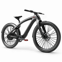 Modern Black Bicycle Isolated on White