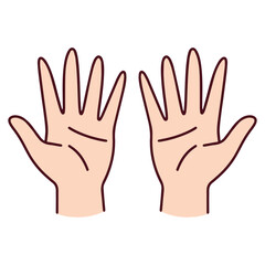 Obraz premium Two hands with open palms and ten fingers extended, representing the number ten or a stop gesture. Can be used for educational, numerical or nonverbal communication contexts