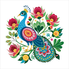 Colorful abstract floral pattern with swirling leaves and decorative elements perfect for art and nature-inspired designs