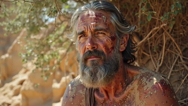 A leprosy man in the desert