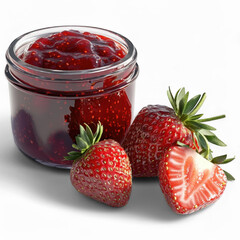 Jar of Strawberry Jam with Fresh Strawberries