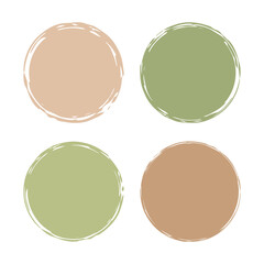 Vector circles with irregular brush outline in natural colors. Minimal aesthetic frame. Ideal for logo design, label, sticker, social media, eco branding, blog graphic, natural cosmetic packaging
