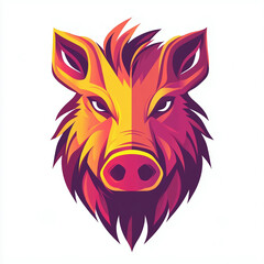 Colorful Wild Boar Head Illustration &mdash; Vibrant Animal Mascot Design