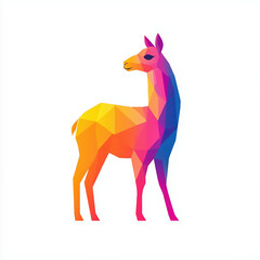 Colorful Polygonal Llama Illustration with Geometric Design