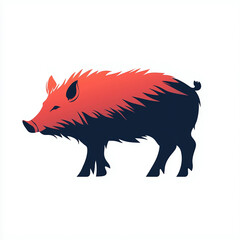 Wild Boar Silhouette Vector Illustration Wildlife Mammal & Foraging Animal