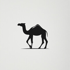 Stylized Camel Silhouette in Desert Landscape Iconic Wildlife Illustration