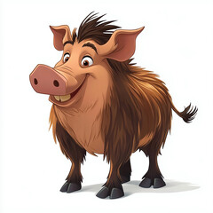 Cartoon Wild Boar Character Funny, Playful, and Adorable Pig Illustration