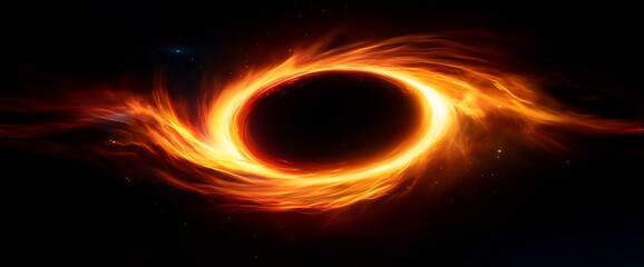 Black Hole with Swirling Fire in Deep Space Creates a Dramatic Effect