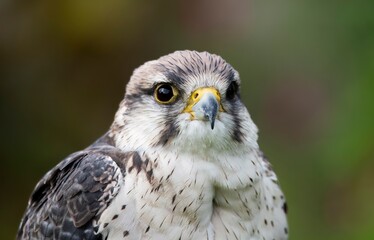 A hybrid of a Gyrfalcon (Falco rusticolus) and a Barbary Falcon (Falco peregrinus pelegrinoides).