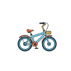 Fototapeta premium Flat vector illustration of a modern bicycle with minimal design, clean lines, and bright colors. Isolated on white background, side view, suitable for poster, eco-friendly campaign, and commercial st