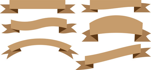 beige ribbon banner vector set  isolated on white background.