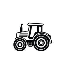 tractor isolated on white background black vector 
