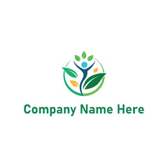 Obraz premium Wellness and Community Logo with Leaf and Human Figure Elements