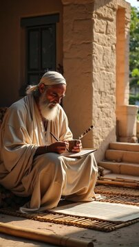 Prophet Hosea writing on scrolls