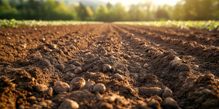 Field after tillage of cover crops and incorporation of green manures showcasing fertile soil and prepared planting rows