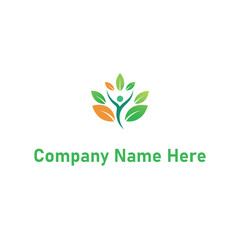 Wellness and Community Logo with Leaf and Human Figure Elements