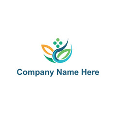 Obraz premium Wellness and Community Logo with Leaf and Human Figure Elements