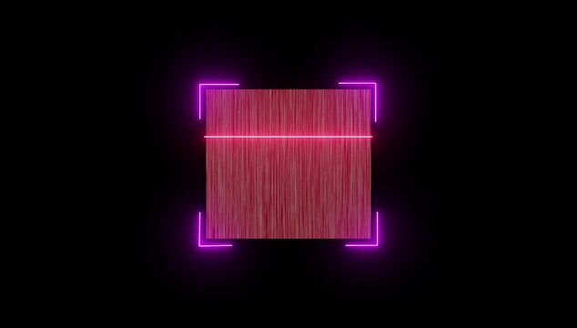 QR code for payment. Scan QR code icon with laser. Isolated on black background. Technological neon QR scan system analyzing biometrical data check close up, rectangle QR code scan processing, - Powered by Adobe