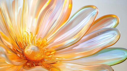 Close-up of a flower with a vibrant orange and yellow color scheme. the petals of the flower are arranged in a radial pattern, creating a sense of movement and energy.