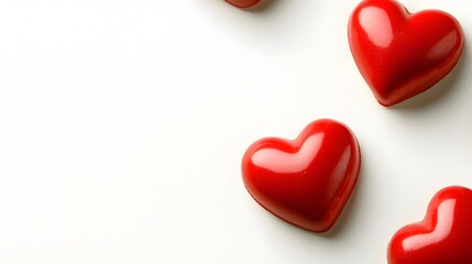 Fototapeta premium Red Heart Shapes on White Background Valentine's Day