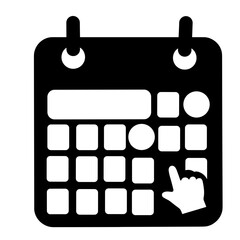 Calendar with marked date, silhouette of planning and scheduling icon