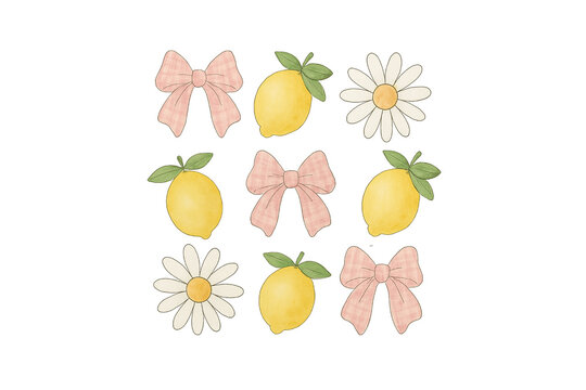 Lemons, Bows & Daisies Pattern Lemon quote Sublimation Design