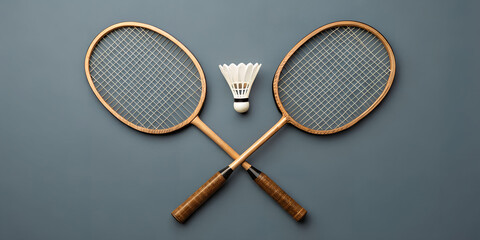 Badminton rackets and shuttlecock equipment for sport and recreation