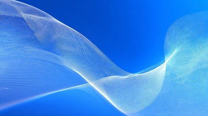 Abstract Blue Background with Elegant White Flowing Lines Modern Design Digital Art Smooth Wave Pattern for Website Banner Presentation Template Graphic Resource soft style light  