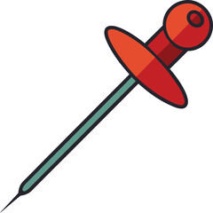 Red and Blue Push Pin Fastener Vector Illustration