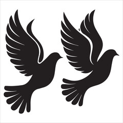 Obraz premium Pair of Doves Silhouette Vector,A pair of flying doves vector art work illustration