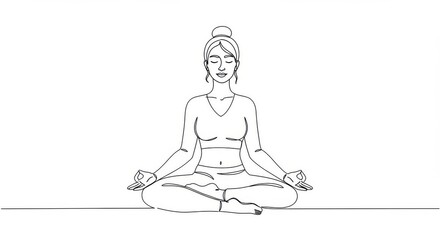 Obraz premium Yoga and Wellness Poses Line Art Silhouettes