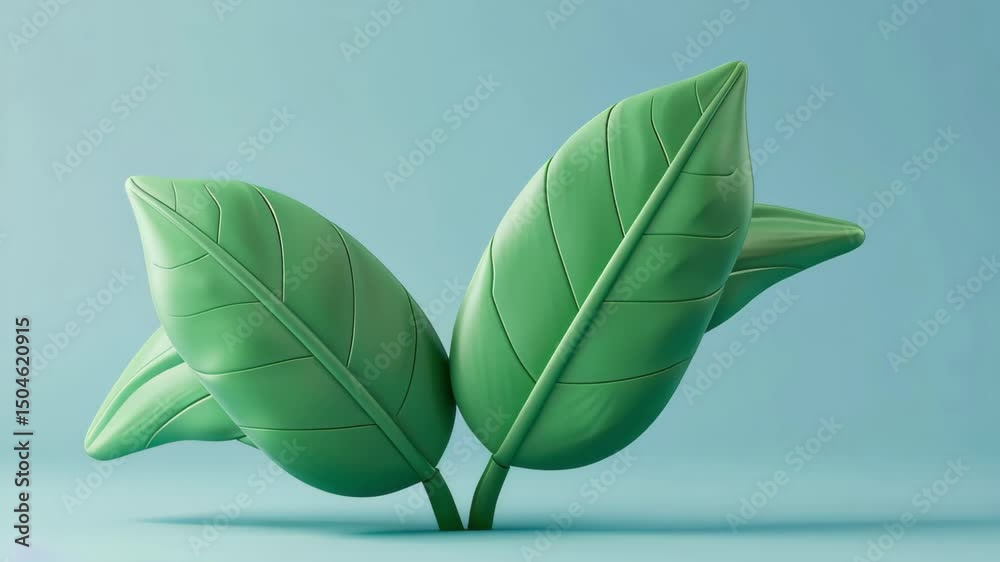 Poster green leaves made of plastic arranged on a solid background showcasing modern design principles suit
