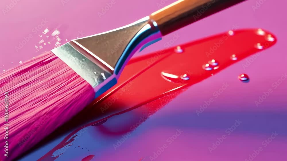 Aufkleber creative process of painting with a vibrant brush and colorful paint on a smooth surface in high res