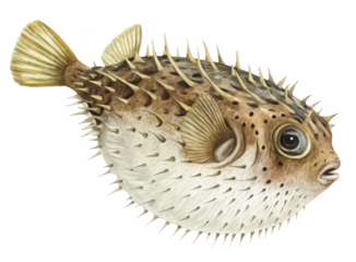 Porcupine fish png spiny fish png ocean fish png tropical fish png marine animal png balloon fish png transparent background image