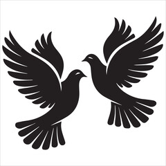 Obraz premium Pair of Doves Silhouette Vector,A pair of flying doves vector art work illustration