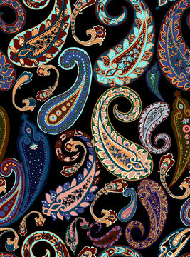 Paisley design Shawl pattern. Seamless Asian Textile Background. Damask seamless pattern, paisley pattern, traditional unique elegant and classic ethnic design