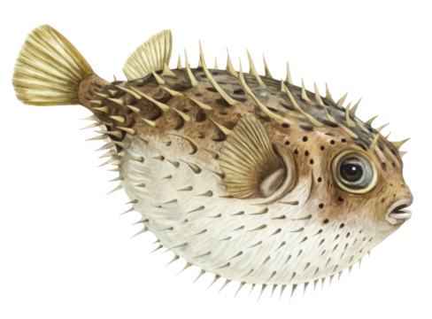 Porcupine fish png spiny fish png ocean fish png tropical fish png marine animal png balloon fish png transparent background image
