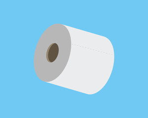 Clean, minimalist illustration of a paper towel roll against a bright blue background.  Perfect for hygiene, cleanliness, or simple everyday object concepts.