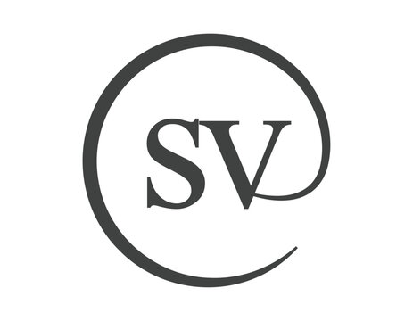 SV logo from two letter with circle shape email sign style. S and V round logotype of business company